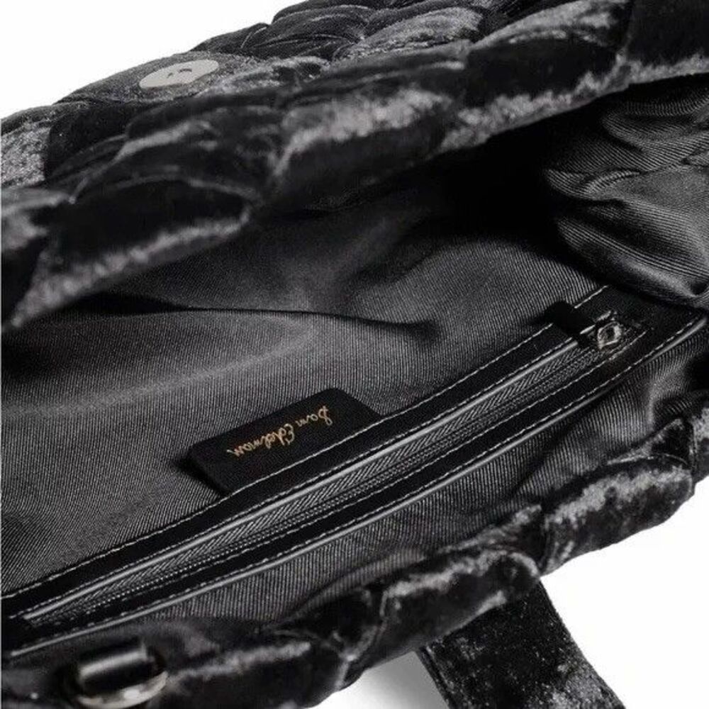 Sam Edelman Brit Frame Clutch Black Velvet Evening Bag Silver Buckle NWT - Picture 4 of 5
